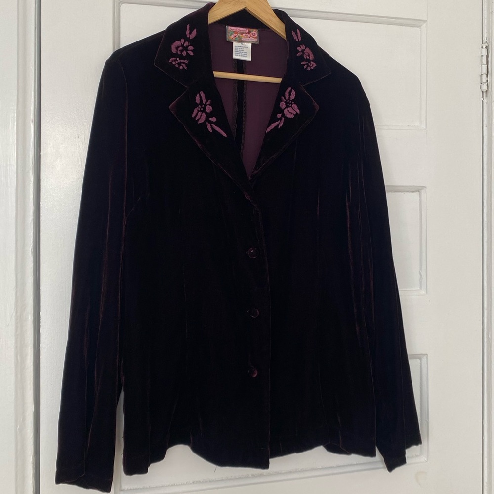 April Cornell vintage velvet blazer smoking jacket